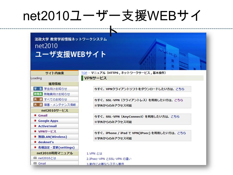 net2010 ユーザー支援 WEB サイ ト