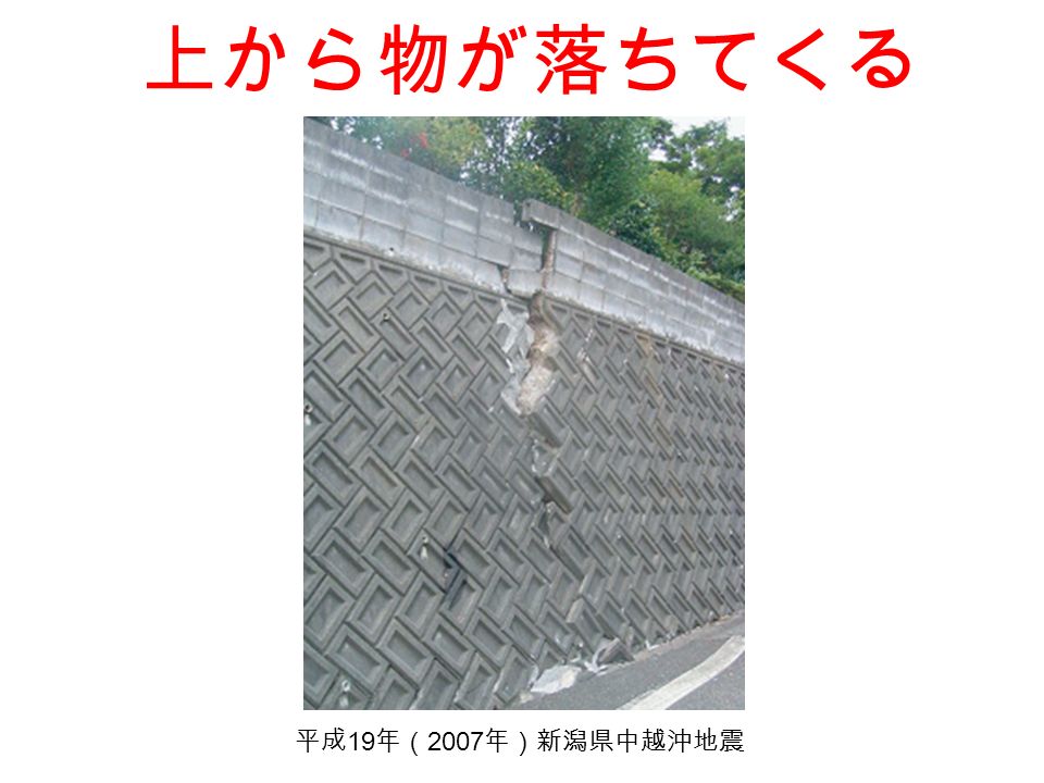 上から物が落ちてくる 平成 19 年（ 2007 年）新潟県中越沖地震