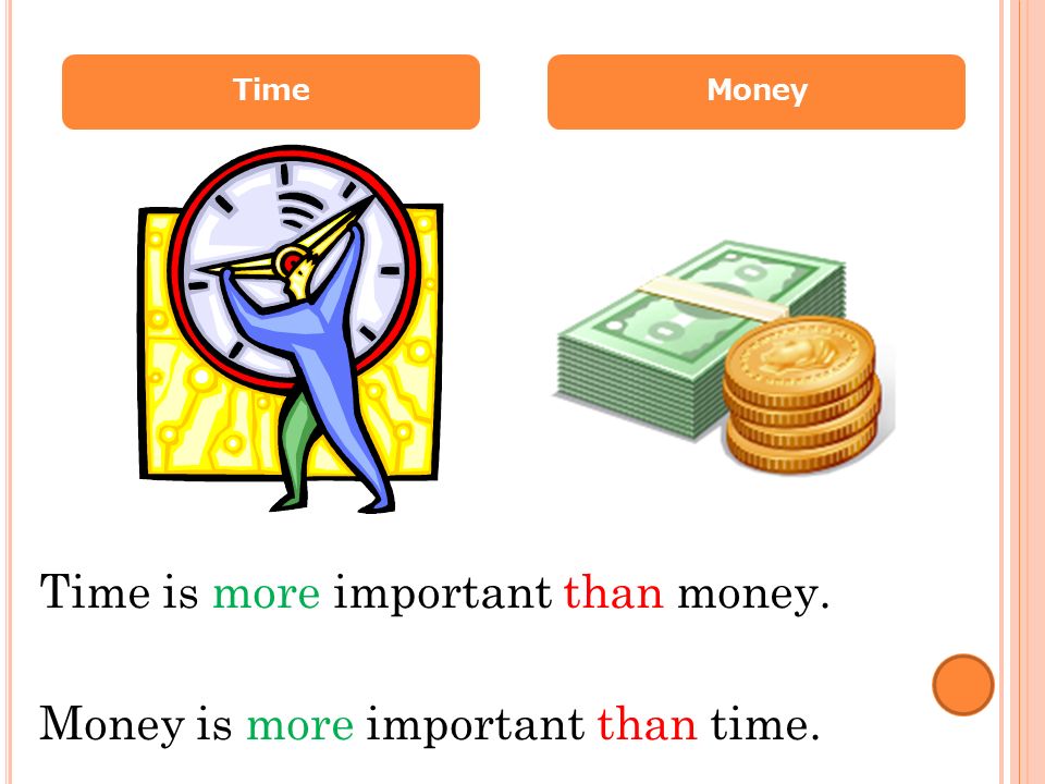 Time is more important than money. Money is more important than time. MoneyTime