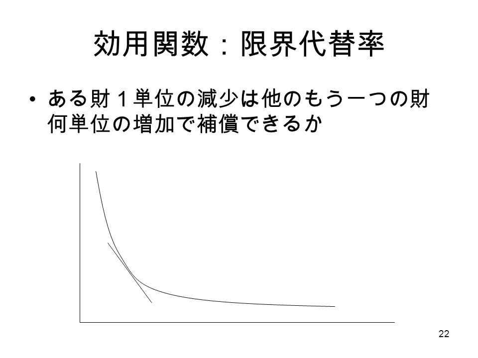 21 一階条件の図解 １： λ ｐ 限界代替率 = 市場代替率