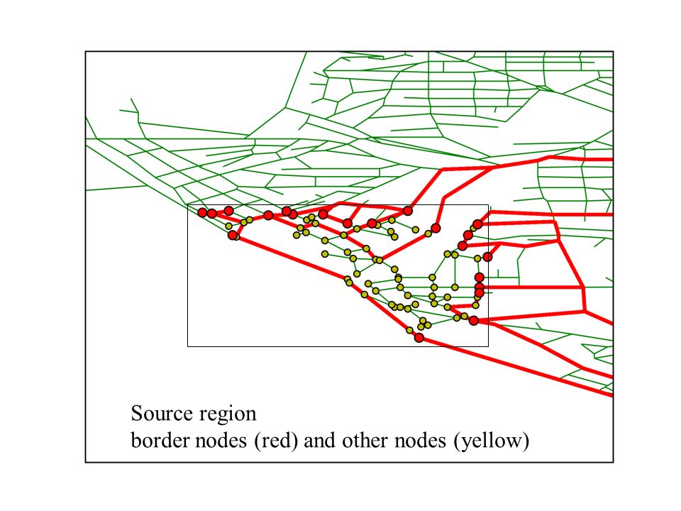 Source region border nodes (red) and other nodes (yellow)